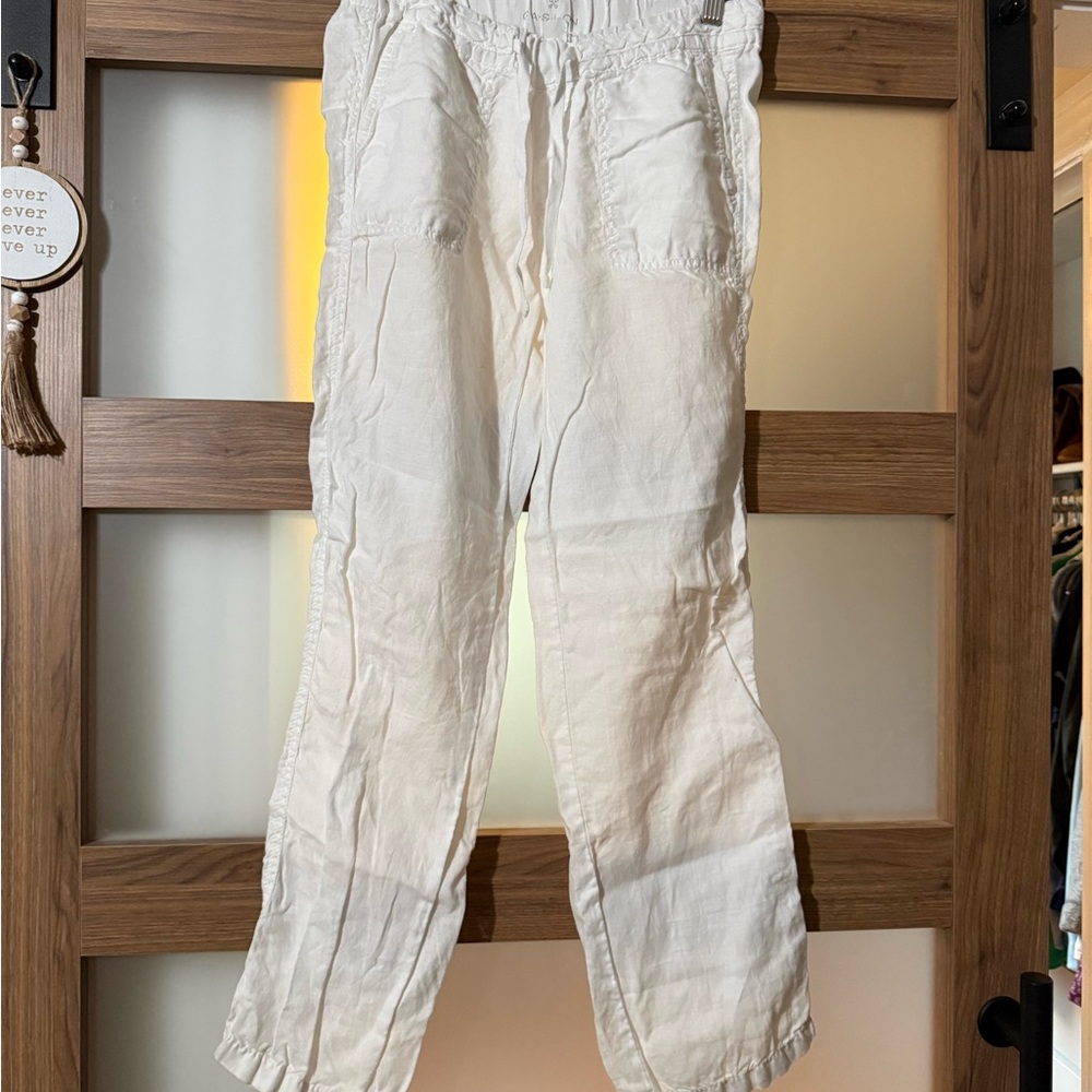 Lightweight White Casual Linen Pants